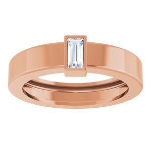 14K Rose Gold Natural Diamond  Bezel-Set Ring Size 4 – image 3
