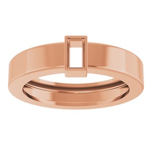 14K Rose Gold 4x2 mm Straight Baguette Bezel-Set Ring Mounting Size 4 – image 6
