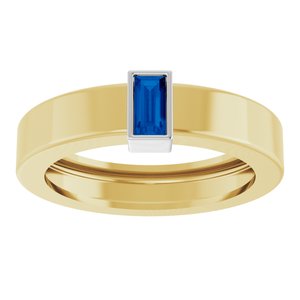14K Yellow/White Gold Lab-Grown Blue Sapphire  Bezel-Set Ring Size 4 – image 3
