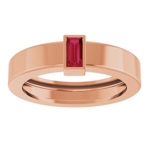 14K Rose Gold Lab-Grown Ruby  Bezel-Set Ring Size 4 – image 3
