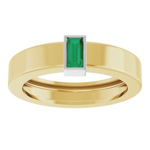 14K Yellow/White Gold Lab-Grown Emerald  Bezel-Set Ring Size 4 – image 3