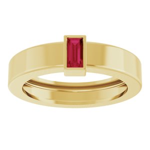 14K Yellow Gold Lab-Grown Ruby  Bezel-Set Ring Size 4 – image 3