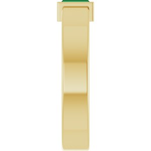 14K Yellow Gold Lab-Grown Emerald  Bezel-Set Ring Size 4 – image 4