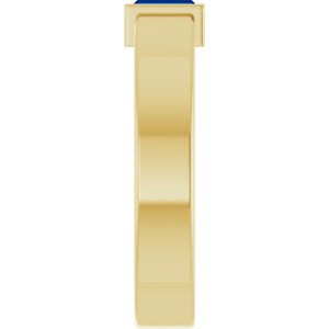 14K Yellow Gold Lab-Grown Blue Sapphire  Bezel-Set Ring Size 4 – image 4