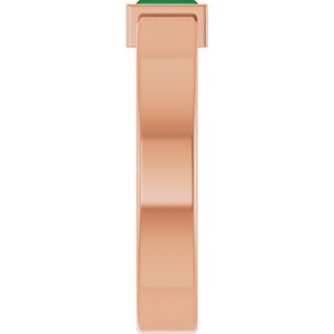 14K Rose Gold Lab-Grown Emerald  Bezel-Set Ring Size 4 – image 4