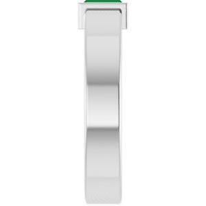 14K White Gold Lab-Grown Emerald  Bezel-Set Ring Size 4 – image 4