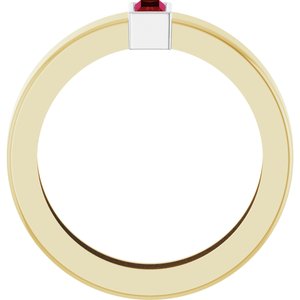 14K Yellow/White Gold Lab-Grown Ruby  Bezel-Set Ring Size 4 – image 2