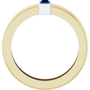 14K Yellow/White Gold Lab-Grown Blue Sapphire  Bezel-Set Ring Size 4 – image 2
