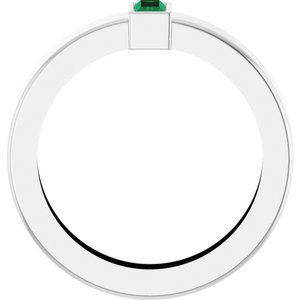 14K White Gold Lab-Grown Emerald  Bezel-Set Ring Size 4 – image 2