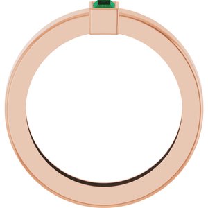 14K Rose Gold Lab-Grown Emerald  Bezel-Set Ring Size 4 – image 2