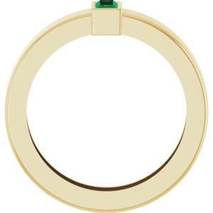 14K Yellow Gold Lab-Grown Emerald  Bezel-Set Ring Size 4 – image 2