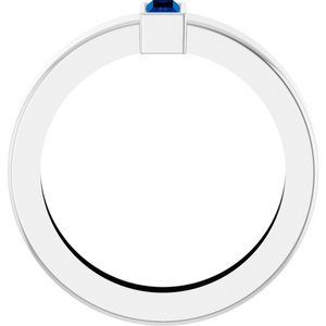 14K White Gold Lab-Grown Blue Sapphire  Bezel-Set Ring Size 4 – image 2