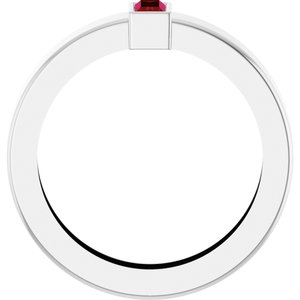 14K White Gold Lab-Grown Ruby  Bezel-Set Ring Size 4 – image 2