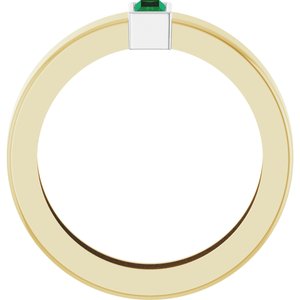 14K Yellow/White Gold Lab-Grown Emerald  Bezel-Set Ring Size 4 – image 2