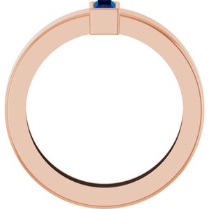 14K Rose Gold Lab-Grown Blue Sapphire  Bezel-Set Ring Size 4 – image 2