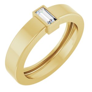 14K Yellow Gold Lab-Grown Diamond  Bezel-Set Ring Size 4