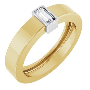 14K Yellow/White Gold 4x2 mm Straight Baguette Bezel-Set Ring Mounting Size 4