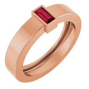 14K Rose Gold Lab-Grown Ruby  Bezel-Set Ring Size 4