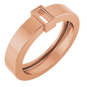 14K Rose Gold 4x2 mm Straight Baguette Bezel-Set Ring Mounting Size 4 – image 2
