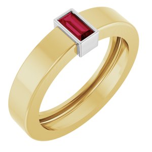 14K Yellow/White Gold Lab-Grown Ruby  Bezel-Set Ring Size 4