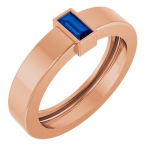 14K Rose Gold Lab-Grown Blue Sapphire  Bezel-Set Ring Size 4