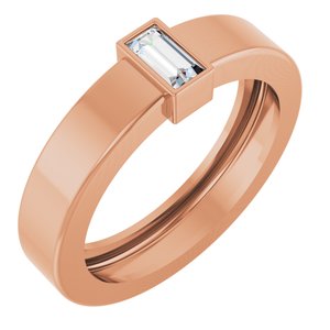 14K Rose Gold 4x2 mm Straight Baguette Bezel-Set Ring Mounting Size 4