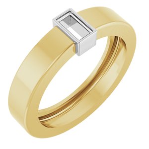 14K Yellow/White Gold 4x2 mm Straight Baguette Bezel-Set Ring Mounting Size 4 – image 2