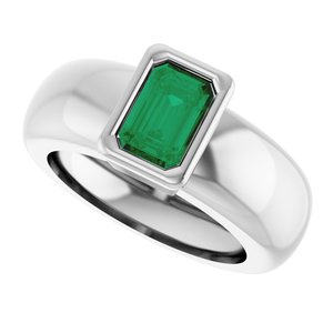 14K White Gold Lab-Grown Emerald Lightweight Ring – image 5