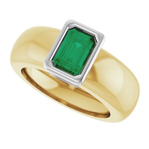 14K Yellow/White Gold Lab-Grown Emerald Lightweight Ring – image 5