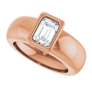 14K Rose Gold 6x4 mm Emerald Bezel-Set Lightweight Ring Mounting – image 8