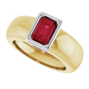 14K Yellow/White Gold Lab-Grown Ruby Lightweight Ring – image 5