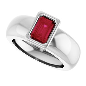 14K White Gold Lab-Grown Ruby Lightweight Ring – image 5