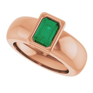 14K Rose Gold Lab-Grown Emerald Lightweight Ring – image 5