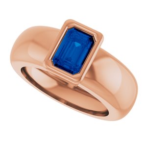 14K Rose Gold Lab-Grown Blue Sapphire Lightweight Ring – image 5