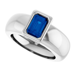 14K White Gold Lab-Grown Blue Sapphire Lightweight Ring – image 5