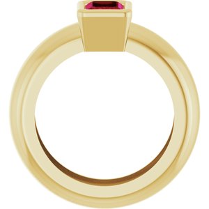 14K Yellow Gold Lab-Grown Ruby Lightweight Ring – image 2