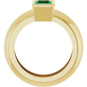 14K Yellow Gold Lab-Grown Emerald Lightweight Ring – image 2