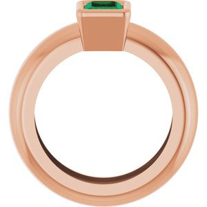 14K Rose Gold Lab-Grown Emerald Lightweight Ring – image 2