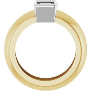 14K Yellow/White Gold 6x4 mm Emerald Bezel-Set Lightweight Ring Mounting – image 4