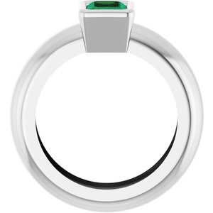 14K White Gold Lab-Grown Emerald Lightweight Ring – image 2