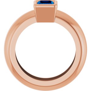 14K Rose Gold Lab-Grown Blue Sapphire Lightweight Ring – image 2