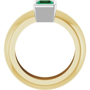 14K Yellow/White Gold Lab-Grown Emerald Lightweight Ring – image 2