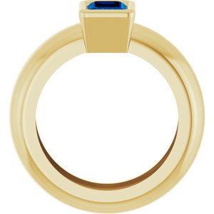14K Yellow Gold Lab-Grown Blue Sapphire Lightweight Ring – image 2