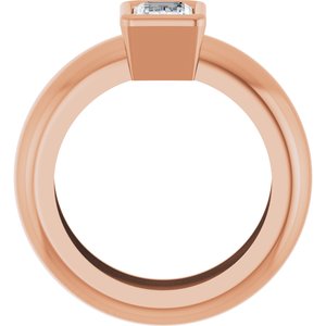 14K Rose Gold 6x4 mm Emerald Bezel-Set Lightweight Ring Mounting – image 3