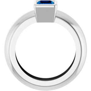 14K White Gold Lab-Grown Blue Sapphire Lightweight Ring – image 2