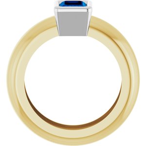 14K Yellow/White Gold Lab-Grown Blue Sapphire Lightweight Ring – image 2