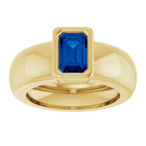 14K Yellow Gold Lab-Grown Blue Sapphire Lightweight Ring – image 3