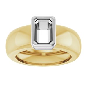 14K Yellow/White Gold 6x4 mm Emerald Bezel-Set Lightweight Ring Mounting – image 6