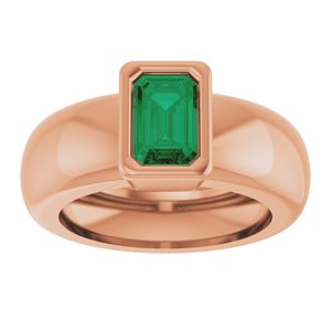 14K Rose Gold Lab-Grown Emerald Lightweight Ring – image 3