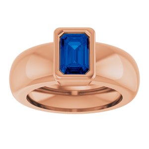 14K Rose Gold Lab-Grown Blue Sapphire Lightweight Ring – image 3